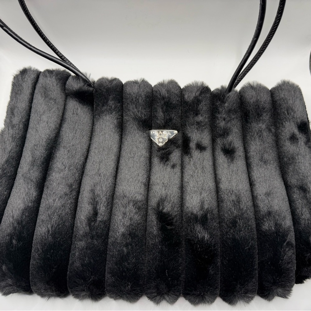 Prada Black Faux Fur Tote Bag - Picture 4 of 9